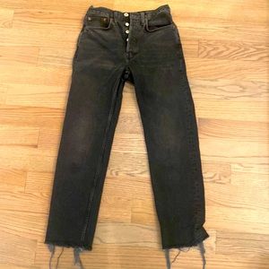 Redone black button fly jeans